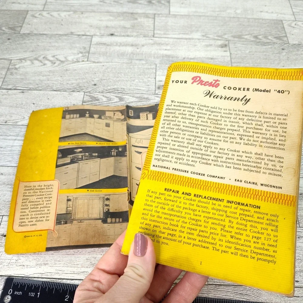 Presto Cooker Recipe Manual Booklet 1955 for Stovetop Pressure Pan w Time Tables